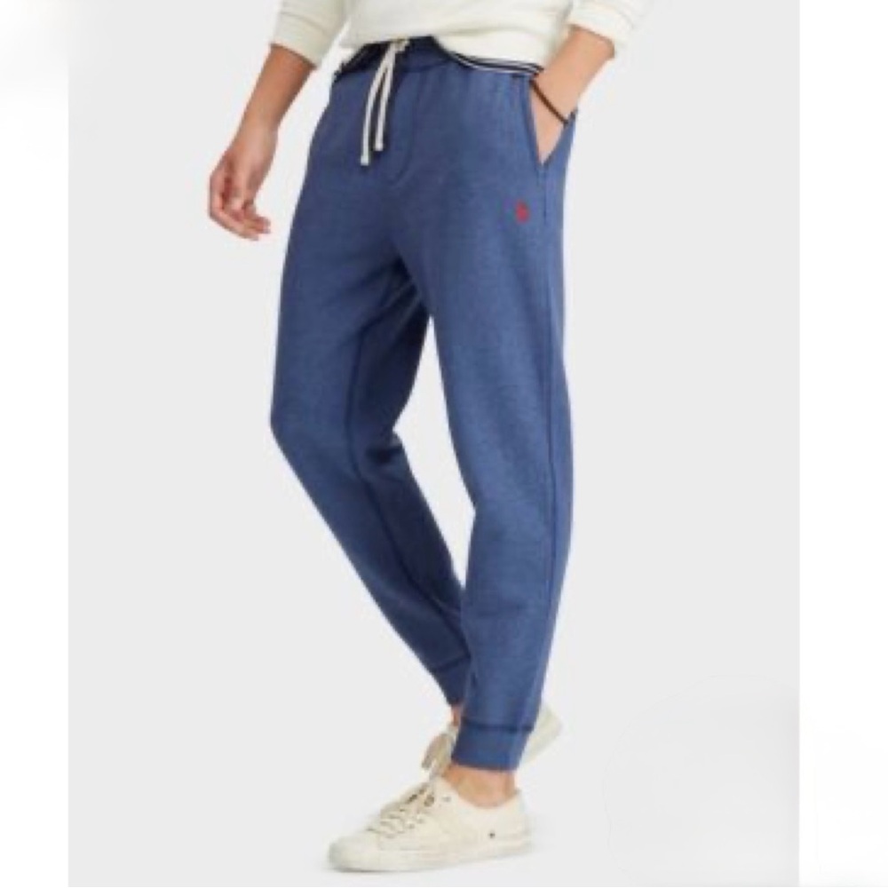 Polo by Ralph Lauren Men's Blue Sweatpants with Red Pony Logo